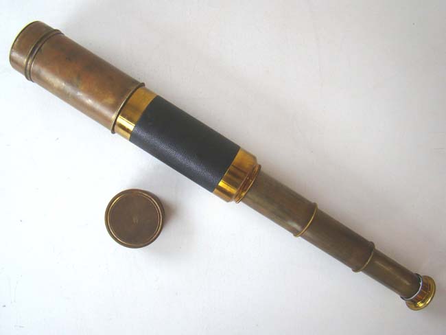 A late 19th century French three-draw Telescope in near 'mint' condition